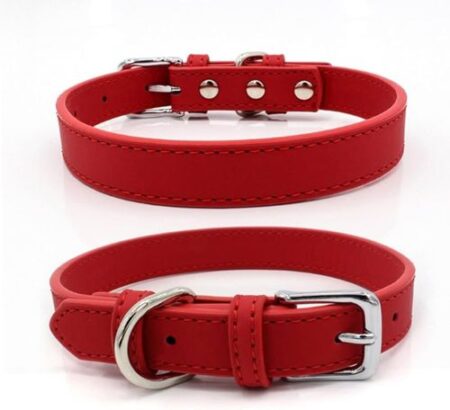 RED LEATHER COLLAR 29-38CM