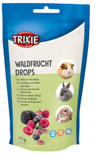 TRIXIE MINI DROPS STRAWBERRY RODENTS 75g