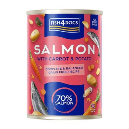FISH4DOGS WET SALMON/CARROT/POT 395g